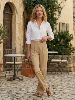 Vintage Escada Margaretha Ley High Waisted Virgin Wool Trousers Beige EU 36 US 6